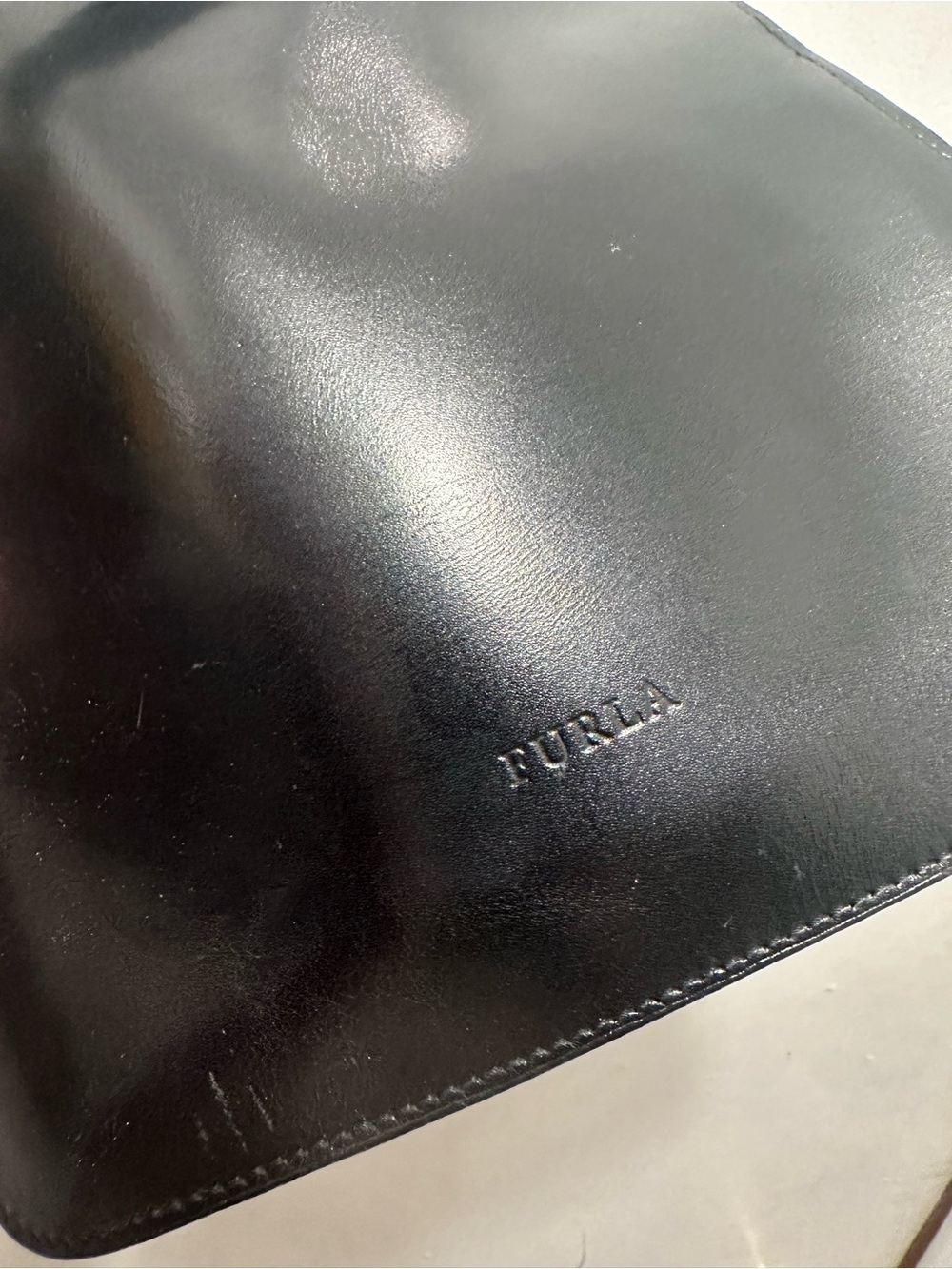 Furla Black Leather Floral Appliqué Crossbody Shoulder Bag Made in Italy